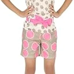 be:kids Girls Summer Jumpsuit, Lightweight Chiffon, Polka Dot Pattern with Adjustable Straps and Pink Bow Belt-picture-11