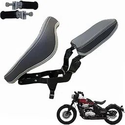 Gate 7 Motorcycle Folding Seat with Mounting Hardware,Compatible with Jawa 42 Bobber (Faux Leather, With Footrest)-picture-11