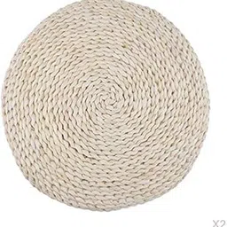 ARTISOUL® 2X Natural Straw Round Pouf Tatami Cushion Meditation Yoga Mat Zafu Cushion | Handcrafted & Finished Pieces | Needle Arts & Crafts | Woven, Rag & Braided Rugs-image-5