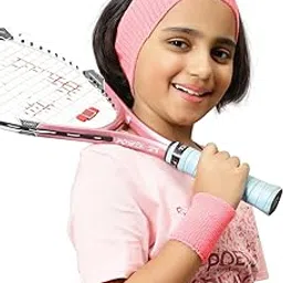 Bharatasya Kids Unisex Sports Set of Sweatband and Wristband for All Seasons Sweatabsorbent Sports Headband for Boys and Girls All Sports Basketball Tennis Running Band (5-10Y) (Pink)-image-20