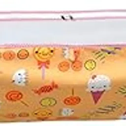 Soft Cloth Swing New Born Baby Cradle/Ghodiyu/Khoyu Hammock in Cool Cotton with Net, Orange (with Steel Hangers)-picture-16