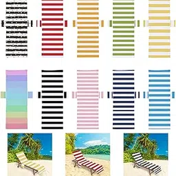 MERISHOPP Stripe Beach Chair Cover Women with Pocket for Vacation Swimming Pool Travel Black Gold White | Sports Equipment | Outdoor Sports Gear | Exercise Gear-picture-17