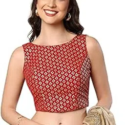 s salwar studio Salwar Studio Velvet Sleeveless Readymade Saree Blouse-picture-23
