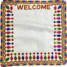 yasamazing kanku pagla Cloth rumal for Baby Women Bride Traditional Kutchi Hand Work Embroidered for Welcome Baby Bride Footprint Handprint (1pcs) (Square)-picture-44