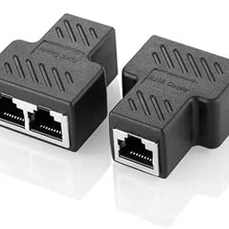 SVDK Rj45 Splitter Connectors Adapter 1 to 2 Ethernet Splitter Coupler Double Socket Hub Interface Contact Modular Plug Connect Network LAN Cable for Personal Computer, Laptop (Black) - 2 Pack-picture-24
