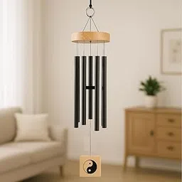 Luvae 6 Pipe Wind Chimes for Home & Balcony – 28 Inch Aluminum Chime with Pleasant Soothing Tones | Positive Energy & Good Luck Outdoor Garden Décor | Housewarming Gift for Home & Patio (Black)-picture-10