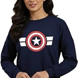 leotude Women's Full Sleeve Round Neck Loopknit Printed Sweatshirt for Women (Colour: Navy Blue)-picture-13