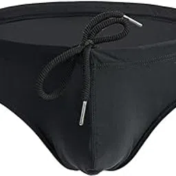 Summer Code Mens Solid Swim Briefs Drawstring Bikini Sport Swimsuit Black-picture-20