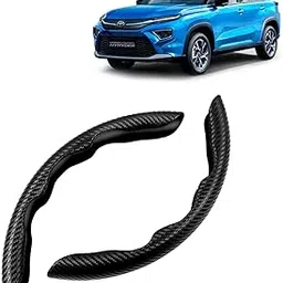 KINGSWAY Advanced Fiber Steering Wheel Grip Cover Compatible with Toyota Urban Cruiser Hyryder (Year 2022 Onwards) with Carbon Black Finish, Universal Fit Non-Slip and Safe Car Accessories, Set of 2-picture-12