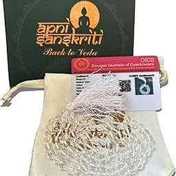 Apnisanskriti 6mm Sphatik Mala with Tussle (108+1 Beads) | Natural & Lab Certified | Spadigam Malai | Crystal Jaap Mala for Pooja and Wearing (24 inch)-picture-14