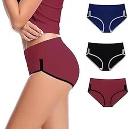 diving deep Womens Breathable 100% Hipser Regular & Plus Size Underwear | Cotton Brief | High Waist Full Coverage Tummy Controller | High Rise Underpants Womens Panties - (Pack of 3)-picture-12