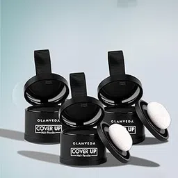 Glamveda Cover-Up Hair Powder Black 4gm (Pack of 3) | Covers Hairline Grey Roots & Bald Spots Instantly | Highly Pigmented, Fuller & Denser Look | Matte Finish | Long-Lasting | Flawless Application-image-4