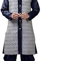 xepon Mens Indo Western Dhoti Set - Blue-picture-45