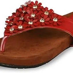 studio9 Women's Red Synthetic Leather Flats (Flowery Stoned V) - 5 UK-picture-11