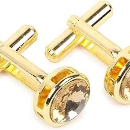 alcove...refine your image Mens Champagne Gold Stone Studded Golden Cufflinks for Shirts and Blazers-picture-49