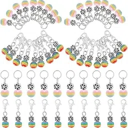 arricraft 100 Pcs Pride Beads Stitch Markers, Rainbow Striped Resin Crochet Stitch Marker Charms, Lobster Clasp Locking Stitch Markers Knitting Charms for Weaving Sewing Crochet Jewelry Making-image-62
