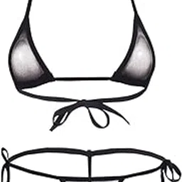 daddy come Women's Two-Piece String Bikini Swimsuit Set, Halter Triangle Top with Tie Side Bottom-picture-49