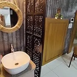 Store crafts Wooden Partition for Pooja Room 1 Panels 6 feet I Wooden Separators for Living Room I Wall Partition I Foldable Panel I Screen Divider for Studio I Room partition (1 Panel 6 feet Black)-picture-25