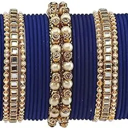t4 jewels Brass Metal Beads, Stones and Gemstones Studded Pearl & Glossy Finished Bangle Set for Women & Girls-picture-17