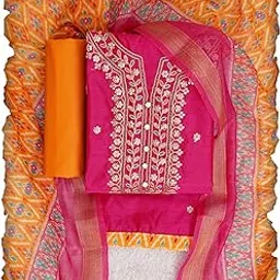 tavas Women's Embroidery Chanderi Silk With Digital Printed Unstitched Suit With Dupatta-picture-18
