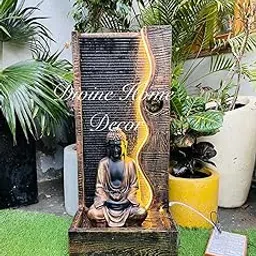 Divine Home Decor Buddha Big Cascade Water Fountain | Antique Finish Large Fountain for Home & Office Décor | Indoor & Outdoor Vastu Fountain with LED Lights | Gift for Any Occasion-picture-25