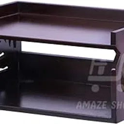 AMAZE SHOPPEE Wood Glossy Finish Set Top Box Wall Shelf (25.5 x 19 x 12 cm, Brown)-picture-32