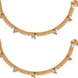 womensky Gold Plated & Brass Thin Size Anklets Payal Ghungroo For Women & Girls-picture-37