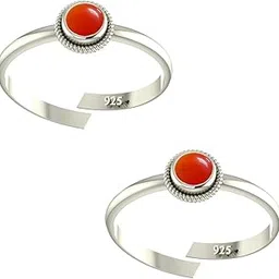 peenzone 925 CZ Silver Red Onyx Toe Rings (Leg Finger Rings) In Pure 92.5 Sterling Silver For Women | Toe Rings for Women and Girls | Chandi Bichiya-picture-27