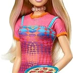 Barbie Pink Passport Italy Doll Set with Clothes & Travel Accessories, Includes Blonde Doll & Food Pieces image 1