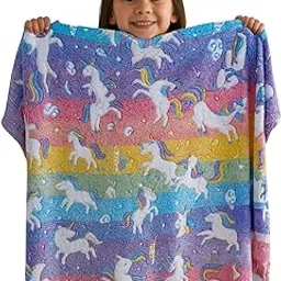 Glow in The Dark Baby Blanket for Kids | Warm, Soft, Fluffy and Cozy Wrapper for Kids | Cute Blanket for Winter | All Season Blanket | Gifts for Boys and Girls | Multicolor Unicorn Design-picture-32
