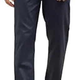 andamen Men's Navy Cotton Stretch Solid Regular Fit Trouser-picture-31
