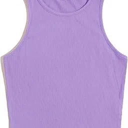 istyle can Women's & Girls' Solid Crew Neck Rib/Knit Sleeveless Stretchable Crop Slim Fit Tank Top-picture-20