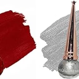 Bigwig Glitter Liquid Eyeliner ' water-proof ' Red,Silver(Pack of 2) stay 16-18 Hours (red,silver)-picture-20