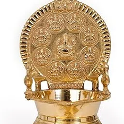 Ashtalakshmi Brass Oil Lamp for Pooja No5 – Traditional Indian Diya for Pooja, Temple and Home Decor – Handcrafted Brass Deepam for Pooja Diya-image-57