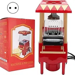 Retro Popcorn Maker,Household Hot Air Popper Machine,Red Retro Model Automatic Popcorn Machine Household Corn Popper for Home Use, Party, Movie Nights and Birthday Gift(EU Plug)-picture-19