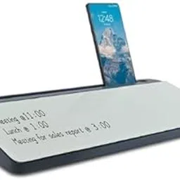 ALKOSIGN Desktop Organiser with Glass Writing Board, Phone Stand, Storage Box, Marker and Duster, Blue image 1