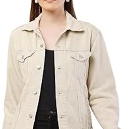 Women's Cotton Full Sleeve with Shirt Collar Light Beige Jacket-image-10