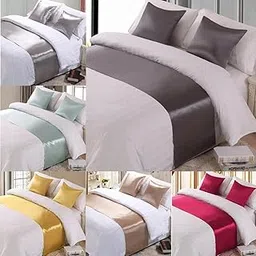 Bed Runner Cloth Bed Skirt Bedding Towels Wave 50x240cm - Grey-image-28