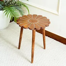 Decor Delights Wooden Daisy Flower Design End Table | Handcrafted Accent Table for Living Room, Bedroom & Balcony | 12x14 Inches | Solid Wood Side Table-image-75