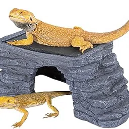 REPTI ZOO Large Bearded Dragon Basking Platform, 12.5x7x5 Gecko Hide Cave with Heat Storage Slate Stone, Reptile Basking Rock Climing Hideout for Leopard Crested Gecko Lizard Turtle-image-20