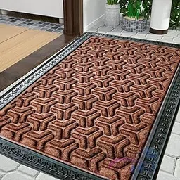 Polypropylene 3D Block Pattern Entrence Welcome Door Mat Water Proof Foot Mat With Anti Slip Natural Rubber Backing For Bathroom, Office, Kitchen And Hospital 16X24 Inch(40 X 60 Cm) Brown-picture-13