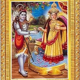 Koshtak Maa Annapurna Devi & Load Shiva Photo Frame With Glossy Lamination On Poster With Golden Frame For Puja Room/Temple/Wall Hanging/Gift/Home Decor/Worship Size 20cm x 15cm…..-picture-42