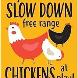 Eletina Case Wall Decor Please Slow Down Free Range Chickens at Play- Outdoor Sign, Aluminum Sign,Metal Sign 12x8 Inch Plate-picture-47