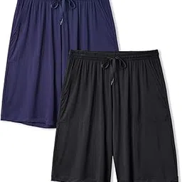 Men's 2 Pack Soft Bamboo Rayon Sleep Shorts Lounge Wear Pajama Pants-image-43