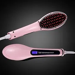 VIKINGS Hair Electric Comb Brush 3 in 1 Ceramic Fast Hair Straightener With LED Screen to Control Temperature hair Straightener for Women Pink Color-picture-21