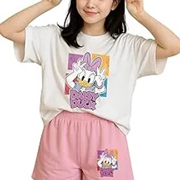 Cotton Night Suit Set for Women | Relaxed Fit T-Shirt and Shorts | Ideal for Lounging and Sleeping-image-98