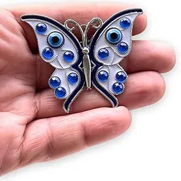 BLUE BEADS Silver Butterfly Turkish Evil Eye Fridge Refrigerator Sticker Magnet - Sign of Good Luck & Protection Unique Souvenir Items Home and Office Decorative Things & Car Accessories-image-32