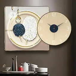 Amazon Brand - Umi Tempered Glass Wall Art Painting Photo Frame with Crystals Silent Stylish Decorative Home Decor Wall Clock for Living Room Bedroom Home Decoration Housewarming Gift (UC-54173)-image-28
