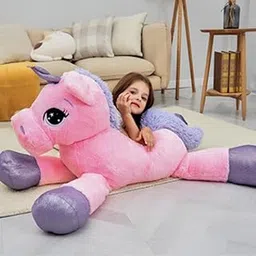 Playgenius Sof Toy Big Unicorn Stuffed Animal Large Unicorn Huggable Plush Pillow Plushie Animal Pillow Toy for Birthday Valentines Bedroom Decor Pink, 65 CM-picture-39