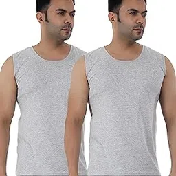 Men’s Soft Polycotton Striped Thermal Sleeveless Round Neck Top (Pack of 2)-image-5